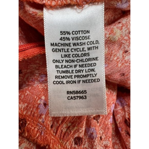 Market & Melrose Orange Floral Romper V-Neck Pockets Side Zipper Large NWT - Picture 4 of 15